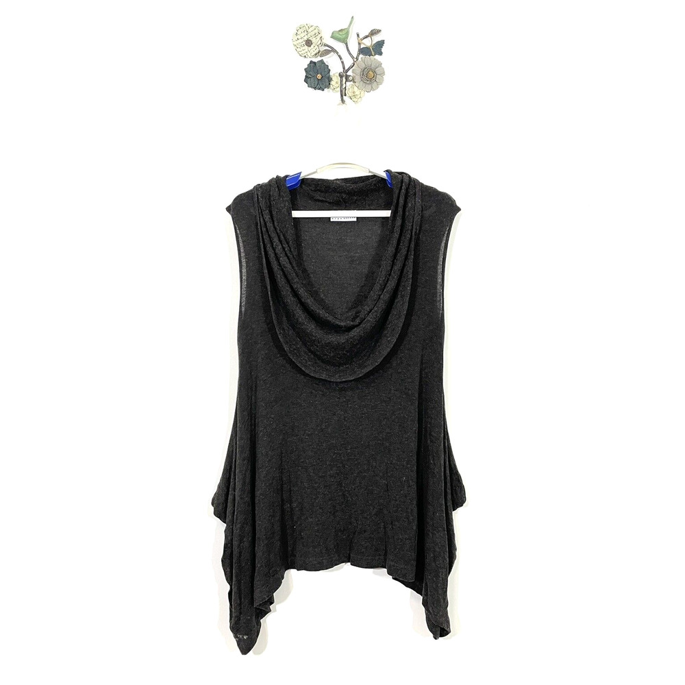 Bryn Walker Top Cowl Neck Size Small Asymmetric Hem Soft Knit Lagenlook Brown